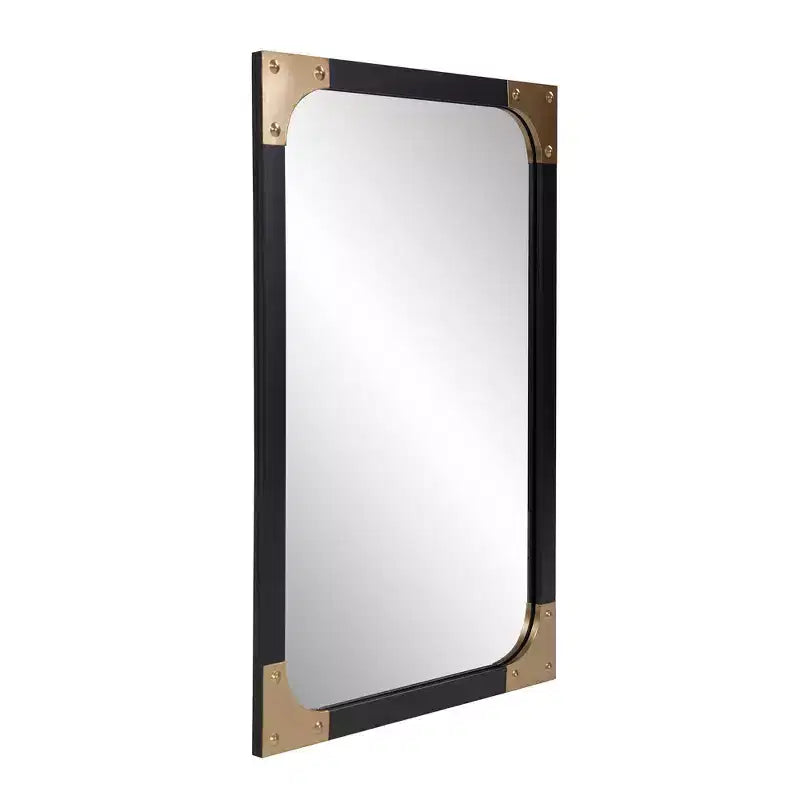 Miroir octogonal encadré en fer texturé gris foncé : style moderne