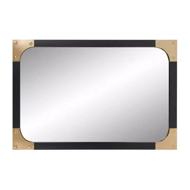 Miroir octogonal encadré en fer texturé gris foncé : style moderne