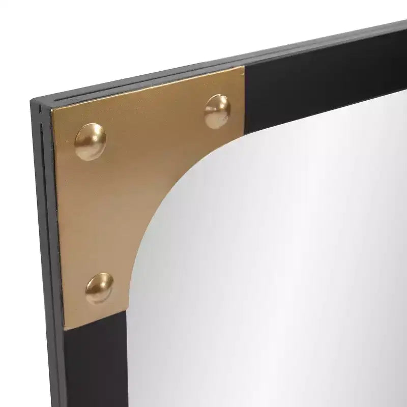 Miroir octogonal encadré en fer texturé gris foncé : style moderne