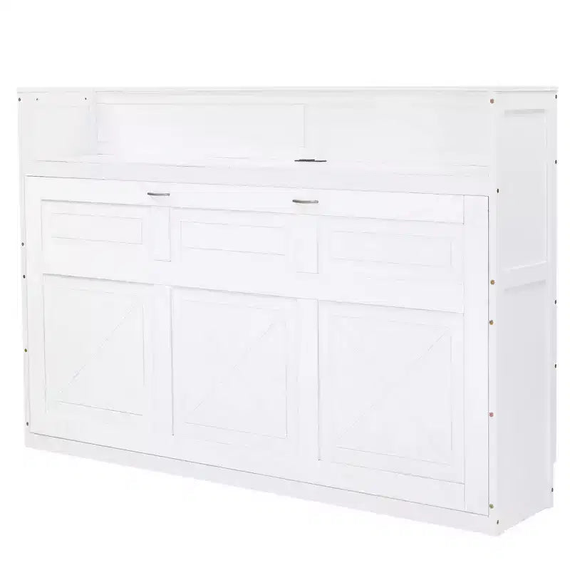 Lit mural, cadre de lit en bois avec bureau intégré