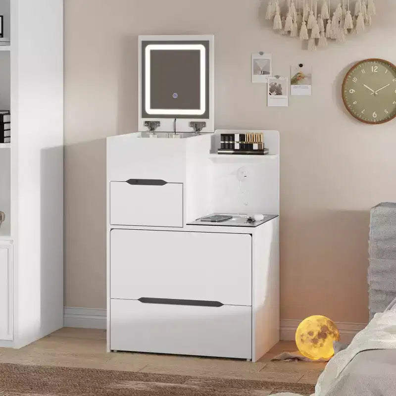 Coiffeuse compacte avec lumière