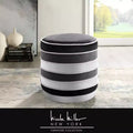 Nicole Miller Cory Velvet Round Multi Layered Ottoman