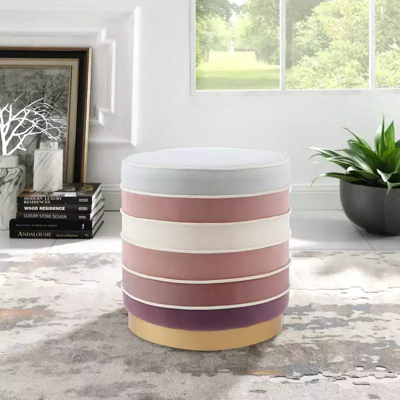 Pouf rond multicouche en velours