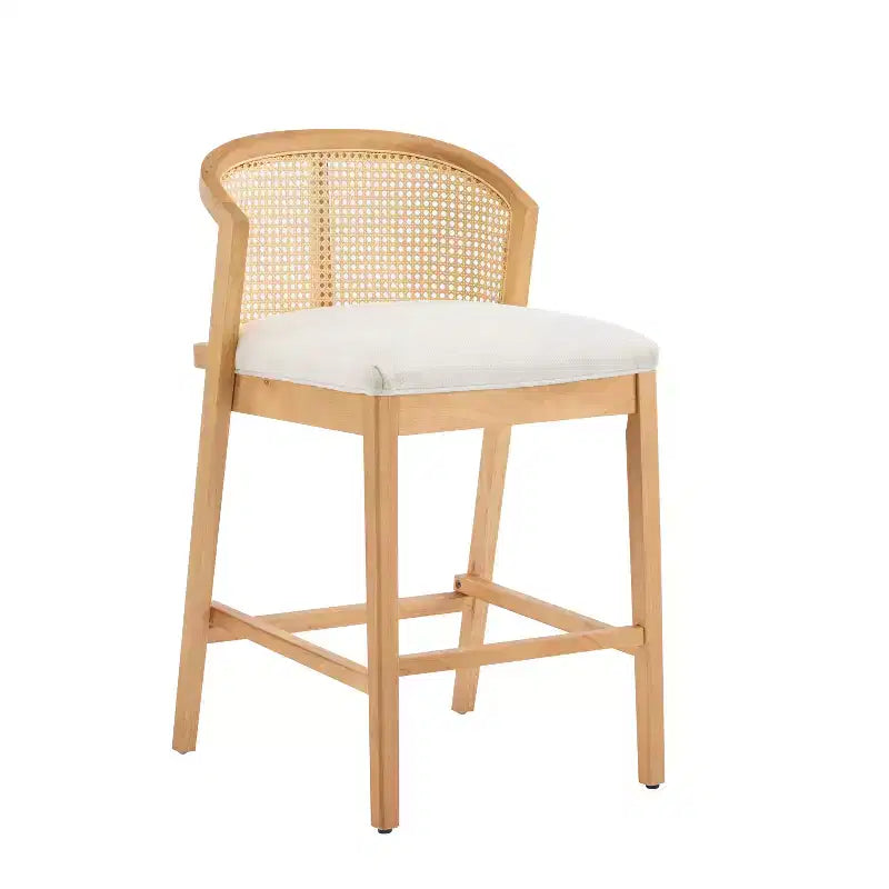 Tabourets de comptoir rembourrés en rotin et en bois d'hévéa