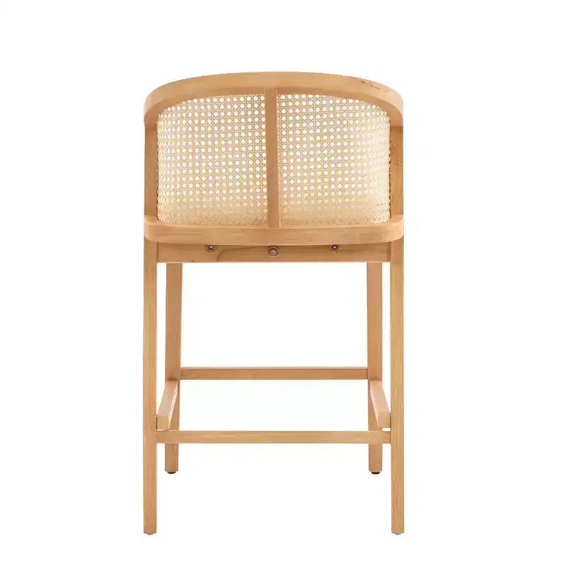 Tabourets de comptoir rembourrés en rotin et en bois d'hévéa