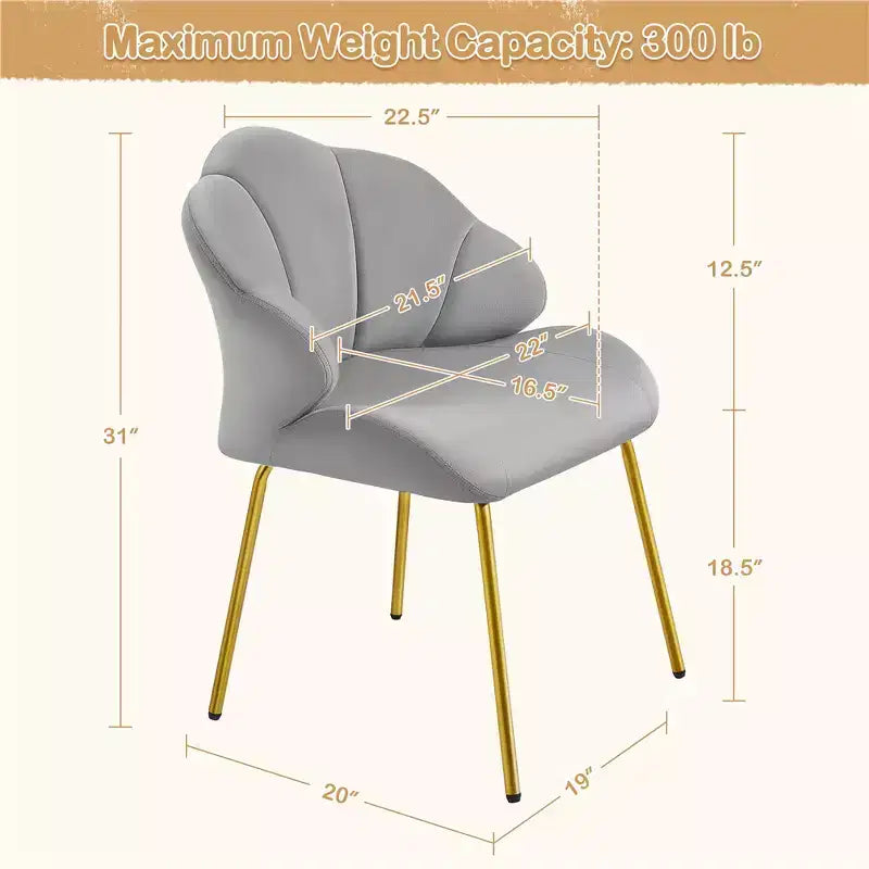 Lot de 2 chaises d'appoint modernes avec pieds en métal doré pour salon, chambre
