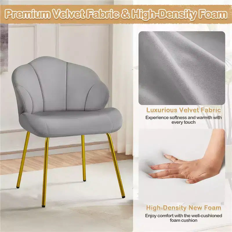 Lot de 2 chaises d'appoint modernes avec pieds en métal doré pour salon, chambre