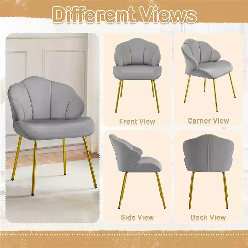 Lot de 2 chaises d'appoint modernes avec pieds en métal doré pour salon, chambre