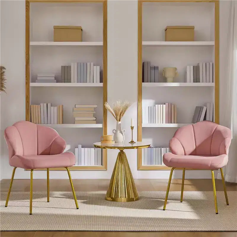 Lot de 2 chaises d'appoint modernes avec pieds en métal doré pour salon, chambre