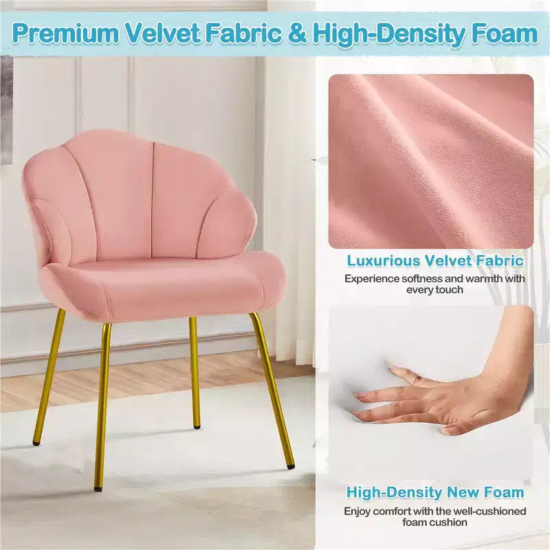 Lot de 2 chaises d'appoint modernes avec pieds en métal doré pour salon, chambre
