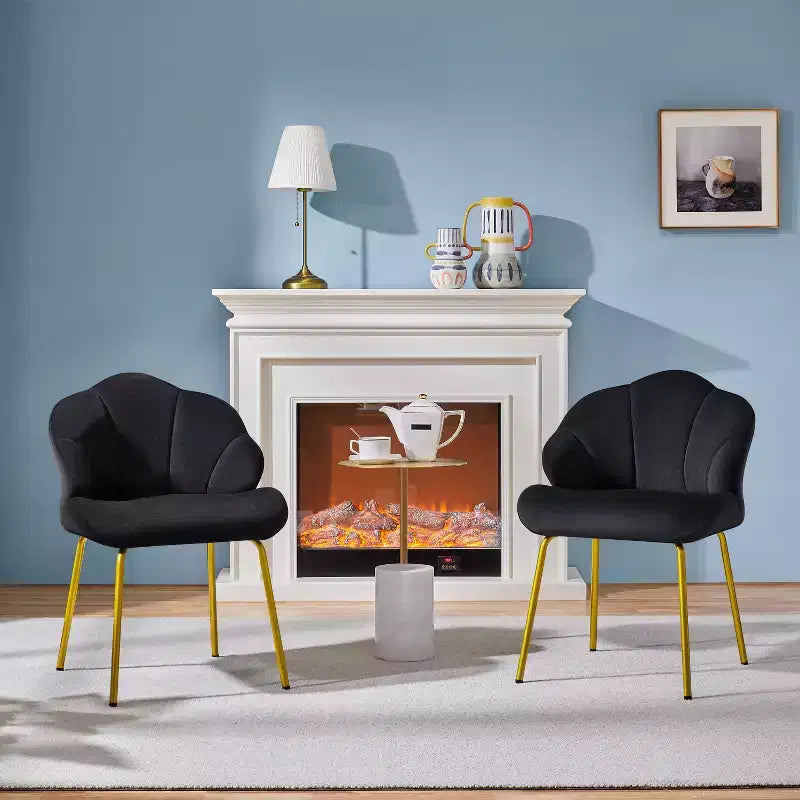 Lot de 2 chaises d'appoint modernes avec pieds en métal doré pour salon, chambre