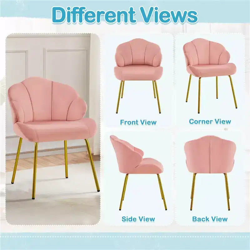 Lot de 2 chaises d'appoint modernes avec pieds en métal doré pour salon, chambre