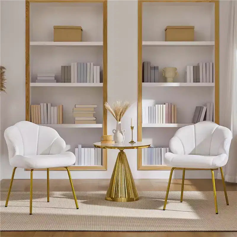 Lot de 2 chaises d'appoint modernes avec pieds en métal doré pour salon, chambre