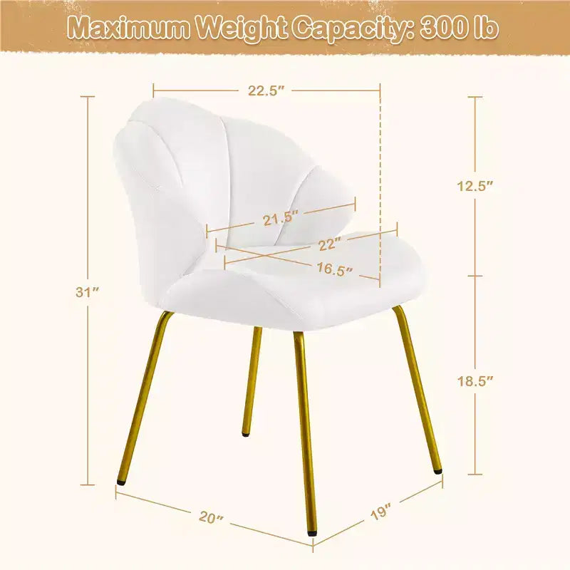Lot de 2 chaises d'appoint modernes avec pieds en métal doré pour salon, chambre