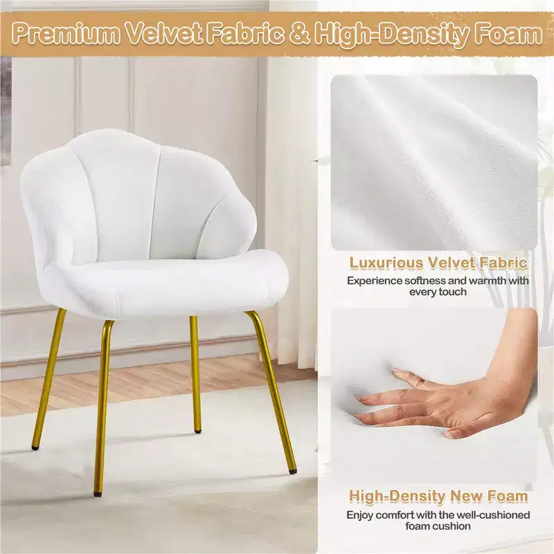 Lot de 2 chaises d'appoint modernes avec pieds en métal doré pour salon, chambre