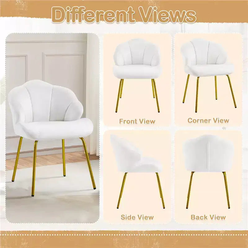 Lot de 2 chaises d'appoint modernes avec pieds en métal doré pour salon, chambre