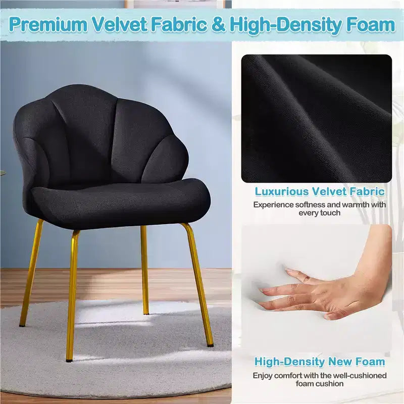 Lot de 2 chaises d'appoint modernes avec pieds en métal doré pour salon, chambre