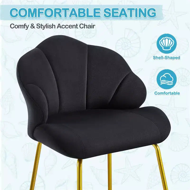 Lot de 2 chaises d'appoint modernes avec pieds en métal doré pour salon, chambre