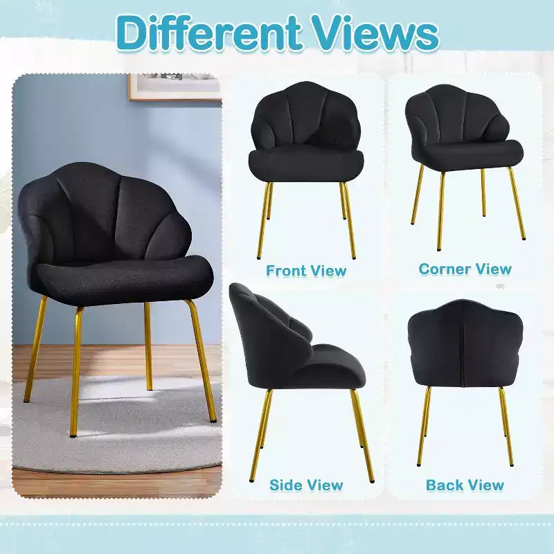 Lot de 2 chaises d'appoint modernes avec pieds en métal doré pour salon, chambre