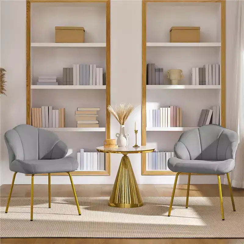 Lot de 2 chaises d'appoint modernes avec pieds en métal doré pour salon, chambre