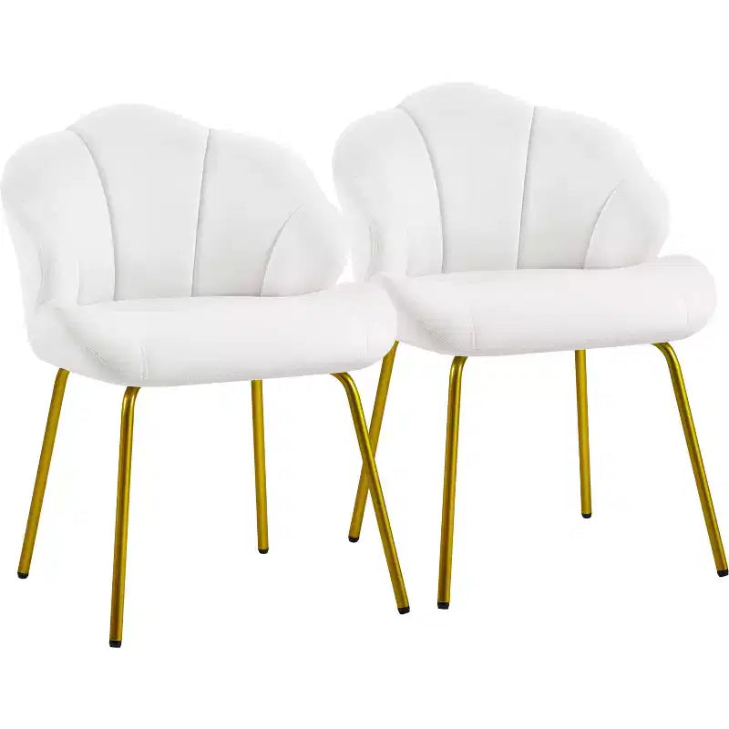 Lot de 2 chaises d'appoint modernes avec pieds en métal doré pour salon, chambre