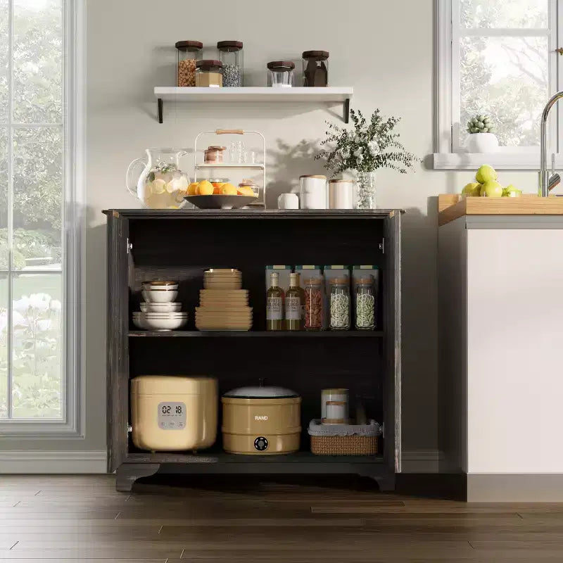 Meuble de bar à café moderne Buffet de ferme avec portes cannelées