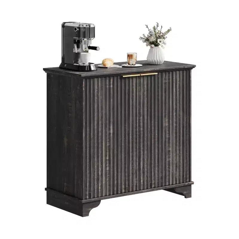 Modern Coffee Bar Cabinet Farmhouse Cabinet with Fluted Doors Sideboard Buffet Cabinet with Adjustable Shelves for Kitchen Dining Room Living Room