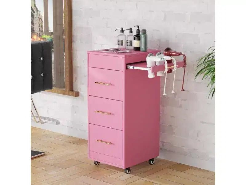 Chariot de salon en bois rustique marron avec roues