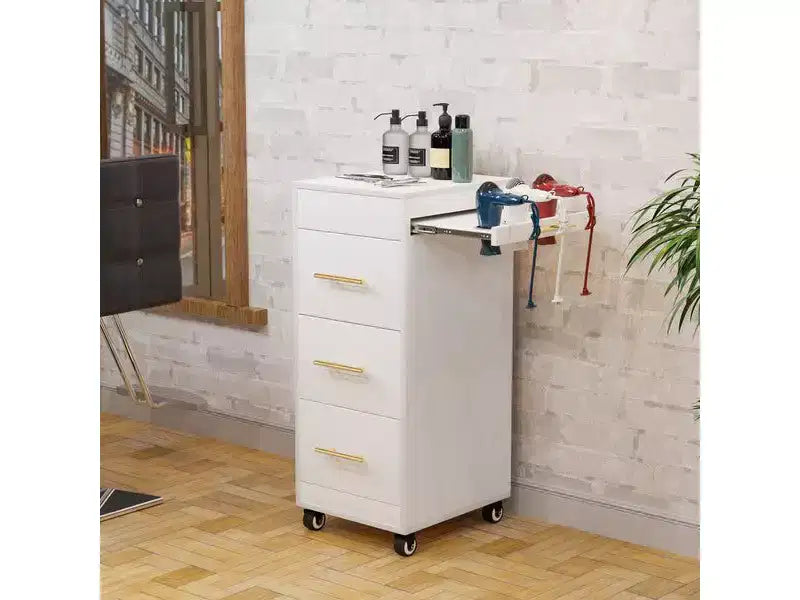 Chariot de salon en bois rustique marron avec roues