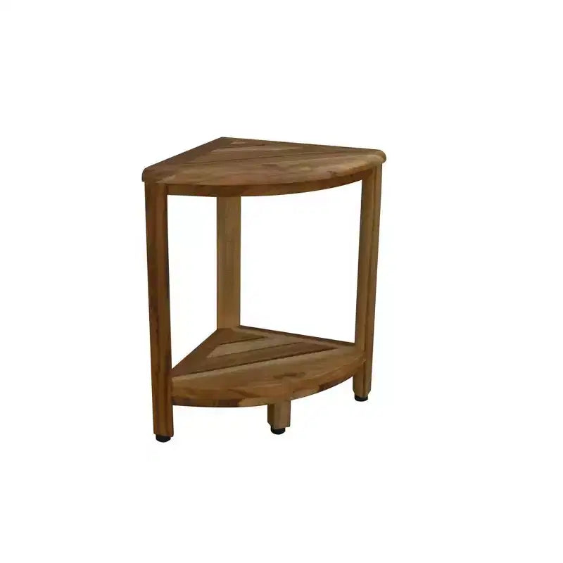HomeRoots 17 Brown Teak Corner Shower Bench With Shelf