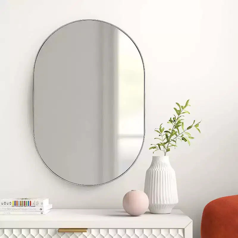 Miroir ovale en métal doré 20 x 28 pouces