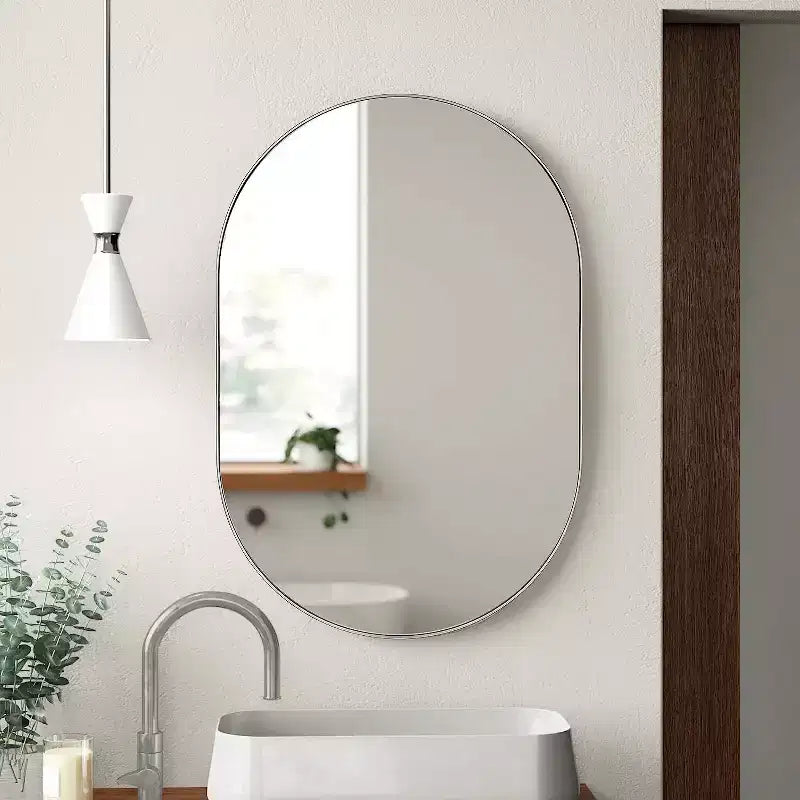 Miroir ovale en métal doré 20 x 28 pouces