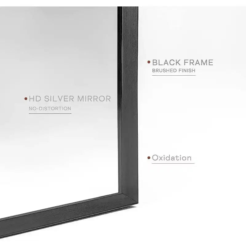 Miroir de salle de bain mural arqué encadré en métal noir 20x30 pouces.