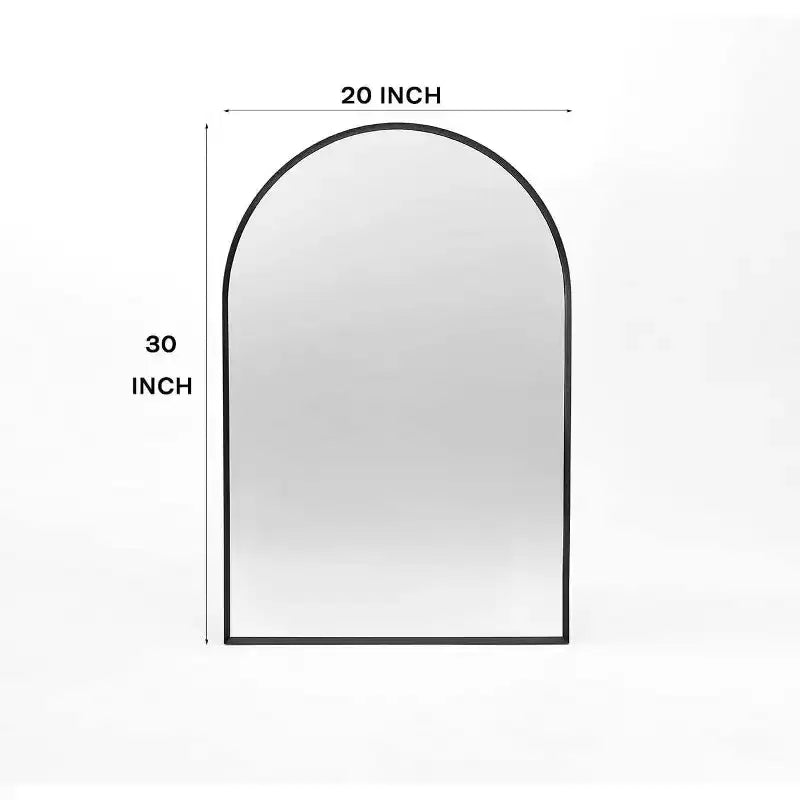 Miroir de salle de bain mural arqué encadré en métal noir 20x30 pouces.