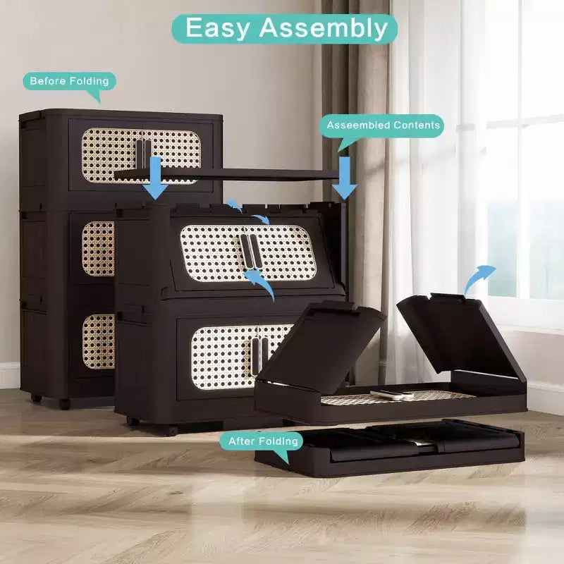 Meuble de rangement pliant en plastique à 4 niveaux et 20 côtés