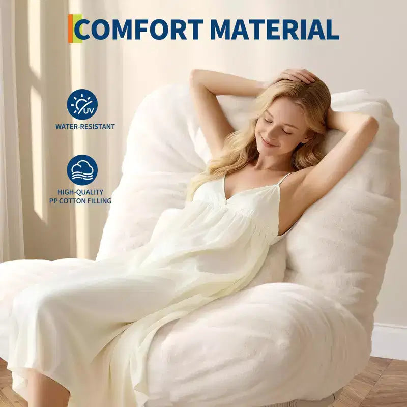 Fauteuil de relaxation pivotant 360° en peluche, avec base à bascule en métal