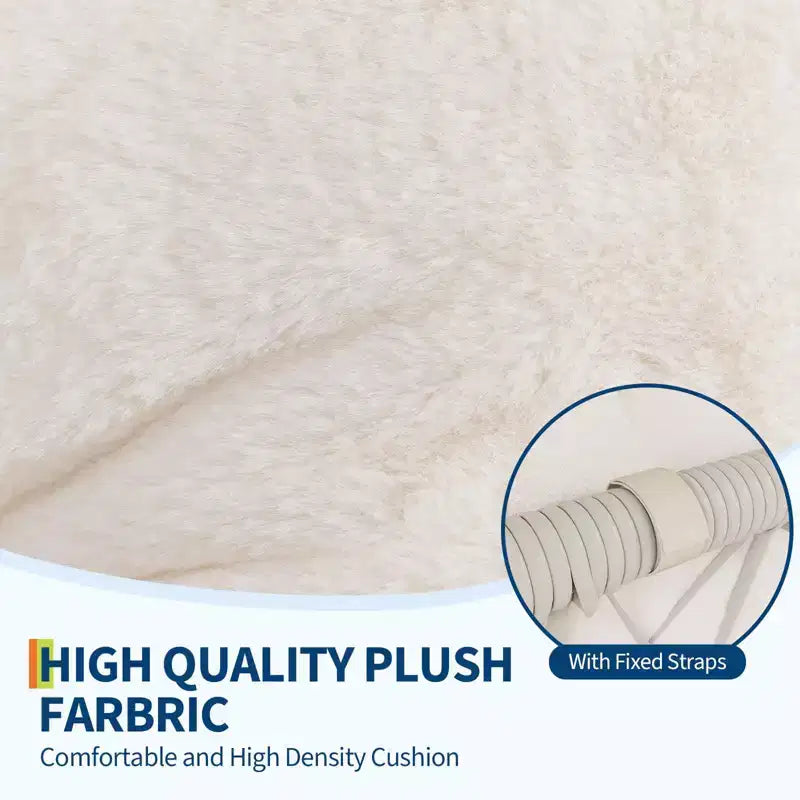 Fauteuil de relaxation pivotant 360° en peluche, avec base à bascule en métal
