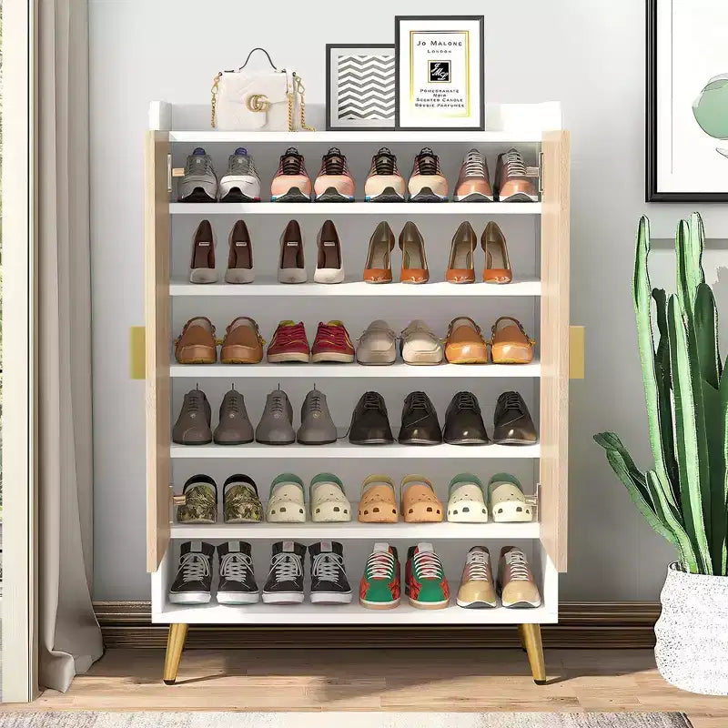 Meuble à chaussures 7 niveaux, Organisateur de rangement de chaussures grande capacité avec étagères réglables