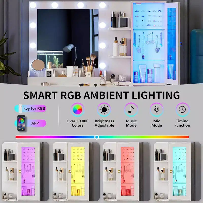 Coiffeuse avec miroir et lumières Ensemble de maquillage avec coiffeuse