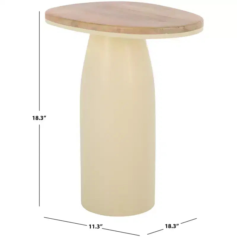 Table d'appoint en bois et laque - Naturel/Blanc