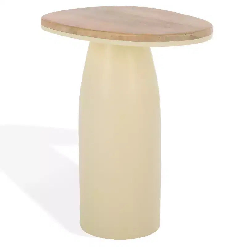 Table d'appoint en bois et laque - Naturel/Blanc