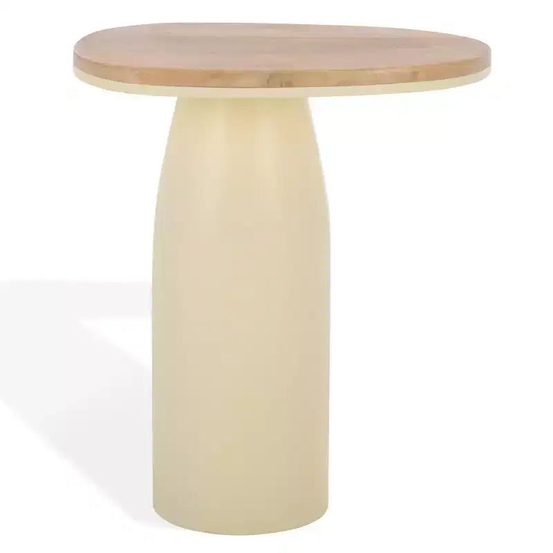 Table d'appoint en bois et laque - Naturel/Blanc