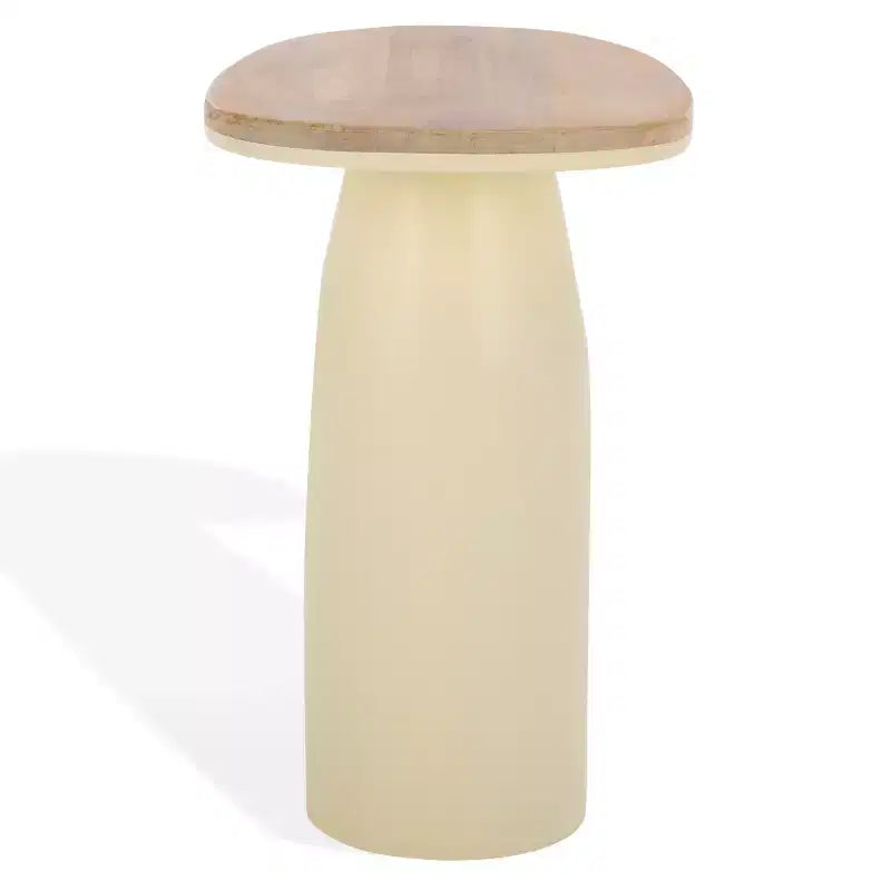 Table d'appoint en bois et laque - Naturel/Blanc