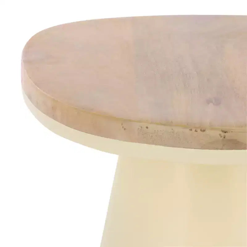 Table d'appoint en bois et laque - Naturel/Blanc