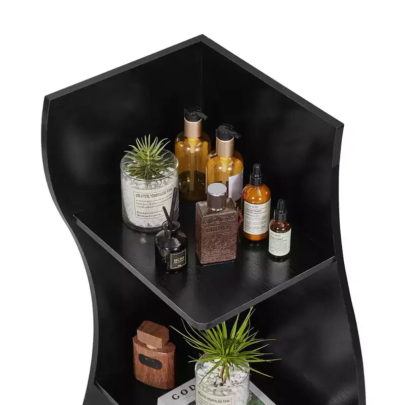 Étagère d'angle à 5 niveaux ondulée, étagère de rangement rustique avec assemblage facile