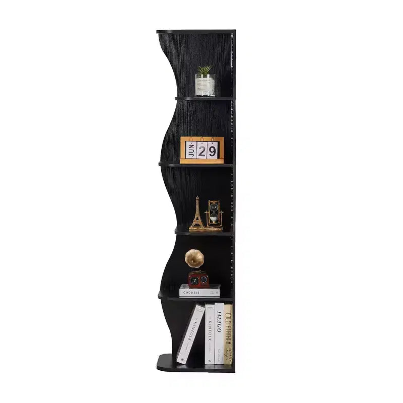 Étagère d'angle à 5 niveaux ondulée, étagère de rangement rustique avec assemblage facile