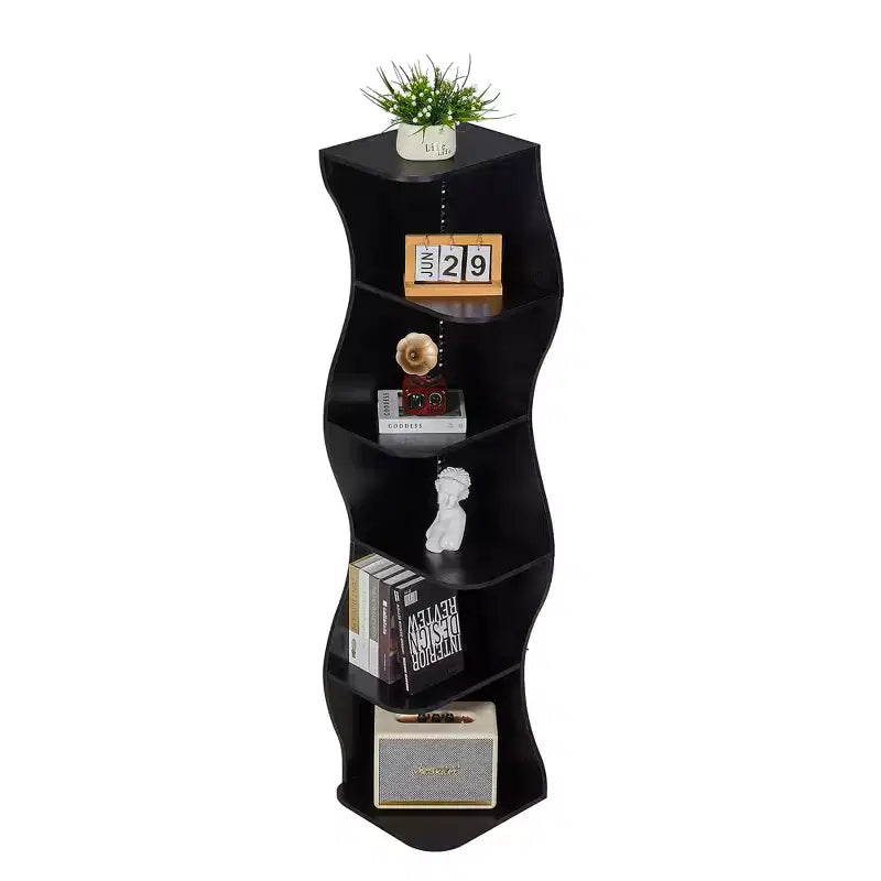 Étagère d'angle à 5 niveaux ondulée, étagère de rangement rustique avec assemblage facile