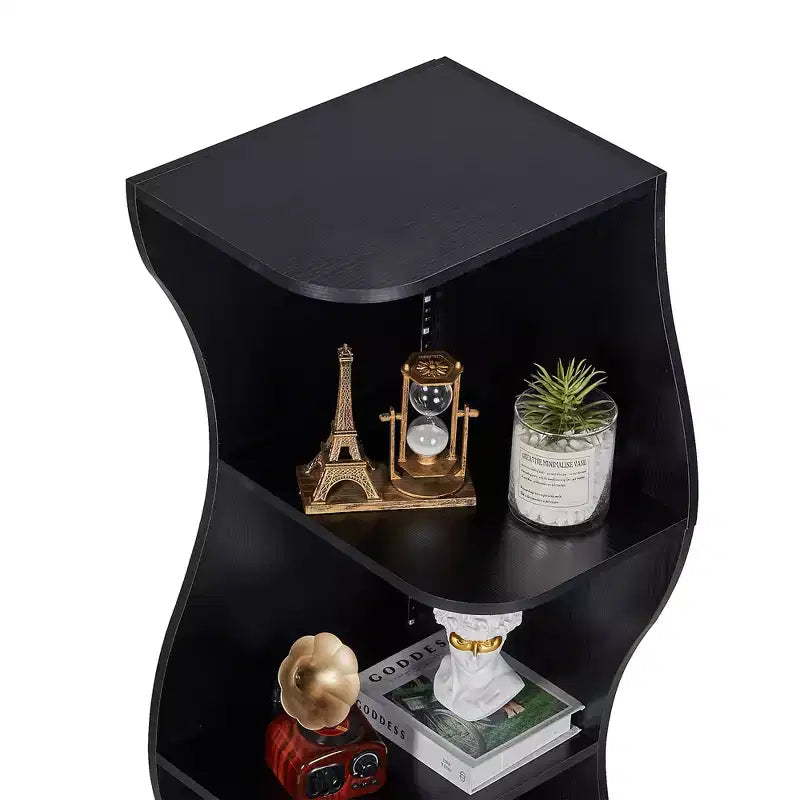Étagère d'angle à 5 niveaux ondulée, étagère de rangement rustique avec assemblage facile