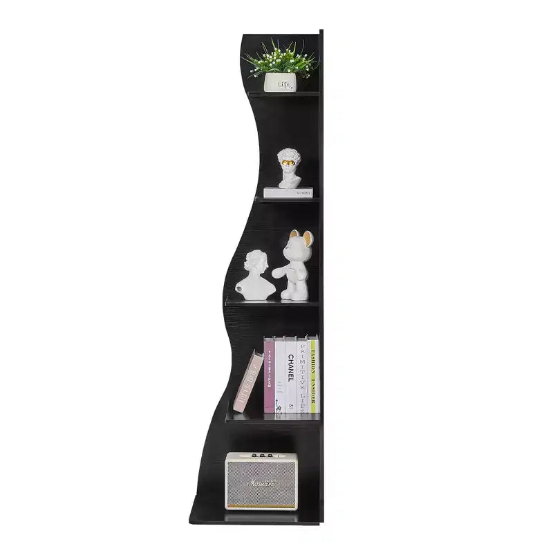 Étagère d'angle à 5 niveaux ondulée, étagère de rangement rustique avec assemblage facile