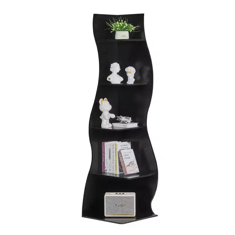 Étagère d'angle à 5 niveaux ondulée, étagère de rangement rustique avec assemblage facile